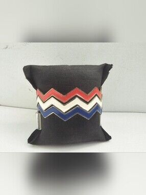 Tri-Color Chevron Enamel Bracelet Stack in Red, White & Blue